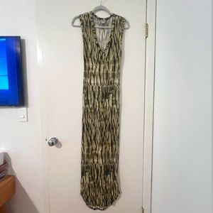 HAUTE HIPPIE SLEEVELESS MAXI DRESS, SIZE XS, GREEN/BLACK